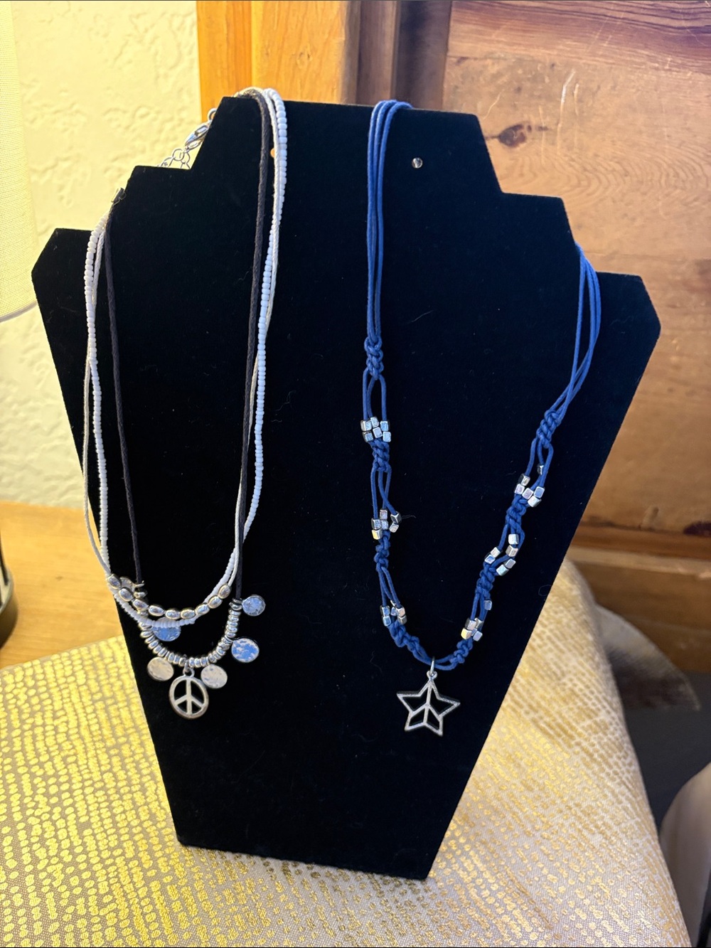 Pair of Necklaces, Peace and Cord Star Pendant